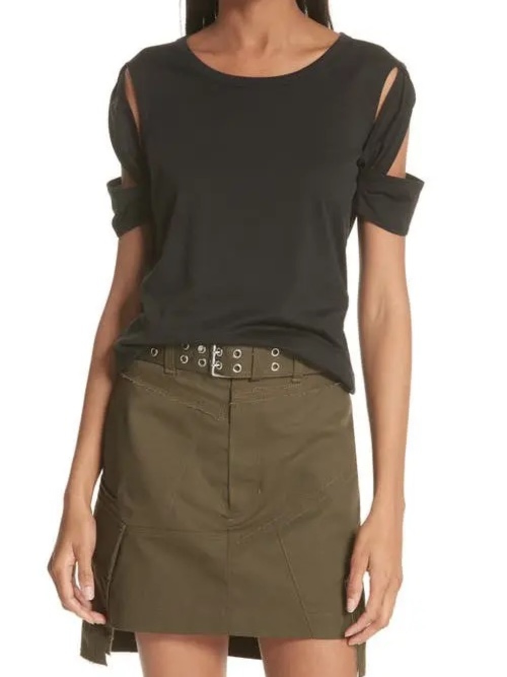 Helmut Lang Black Short Sleeve Tee with Shoulder Cutout size Large NWT
